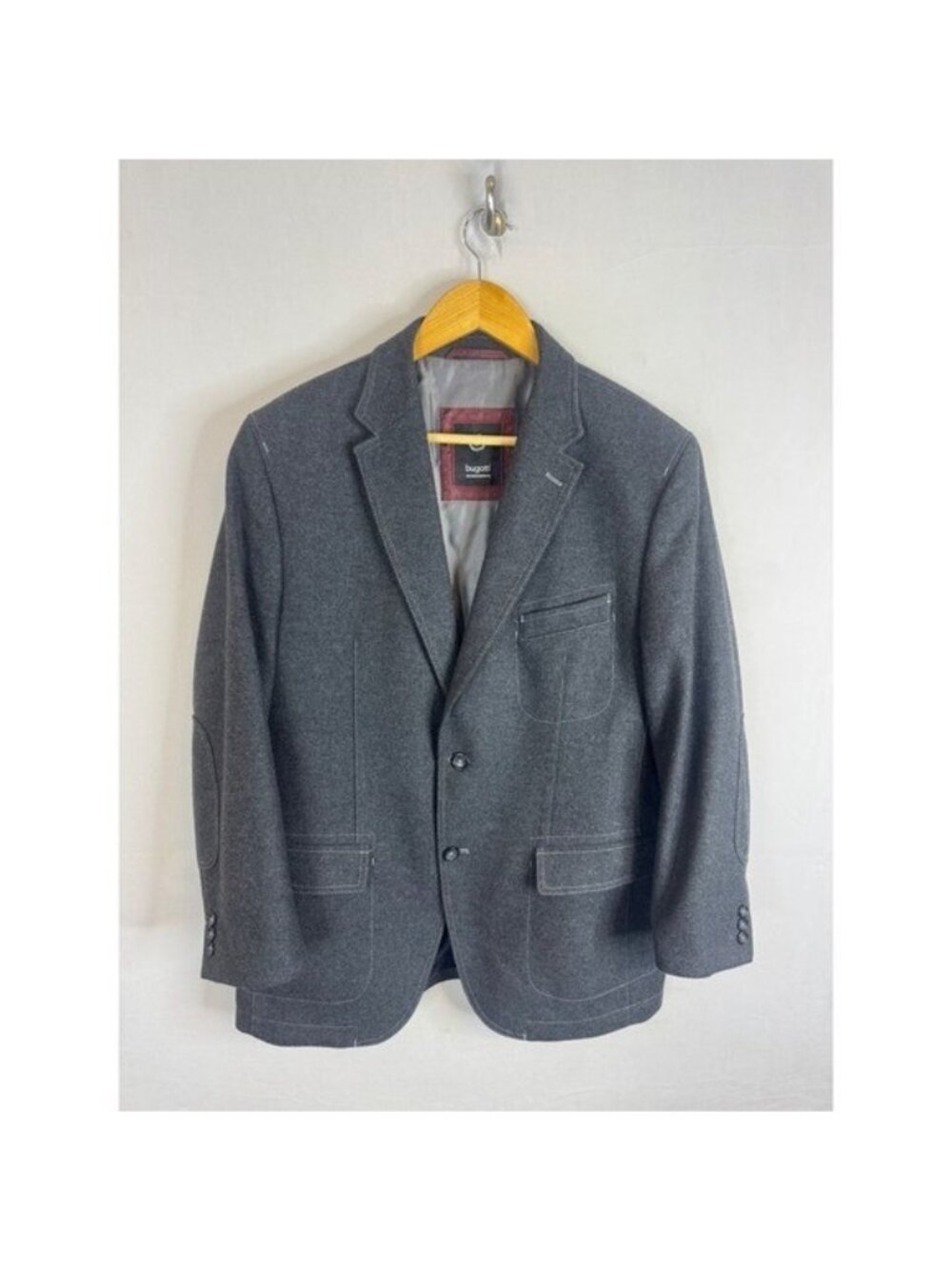 Bugatti Mens Grey Wool Blend Elbow Patch Blazer Sport Coat 40R Harry Rosen